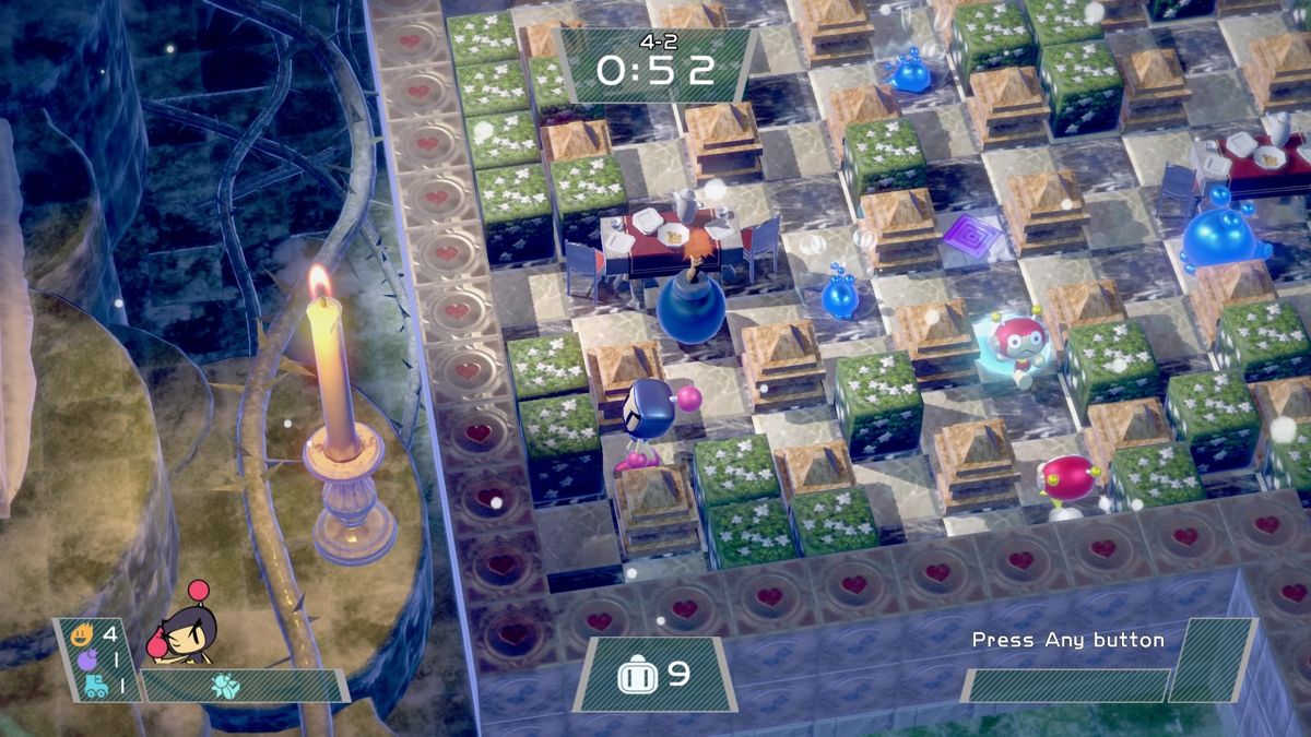 Super Bomberman R (PlayStation 4) screenshot: These bubbly creatures just split in two when blasting them in their big form