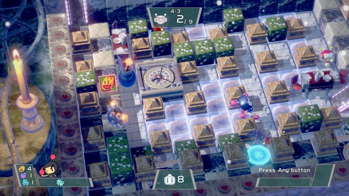 Super Bomberman R (PlayStation 4) screenshot: The ice is slippery is there are no ice-skates anywhere to be found