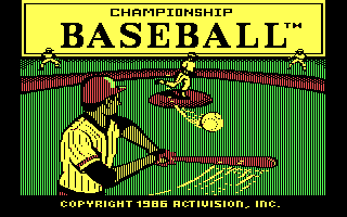 Championship Baseball (DOS) screenshot: Title screen 1 (CGA with RGB monitor)