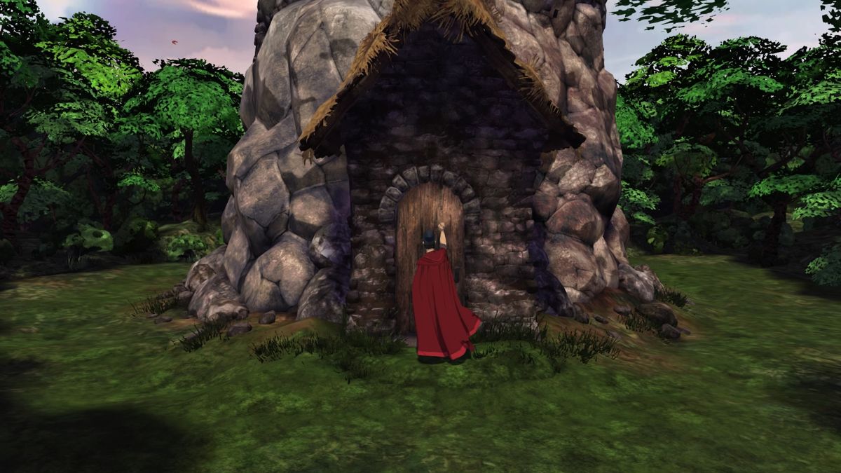 King's Quest: Chapter III - Once Upon a Climb (PlayStation 4) screenshot: First thing to do when reaching the tower is to knock... sometimes the right solution is the simplest one
