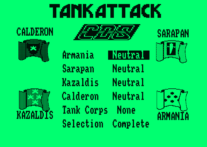 Tank Attack (Amstrad PCW) screenshot: Title screen