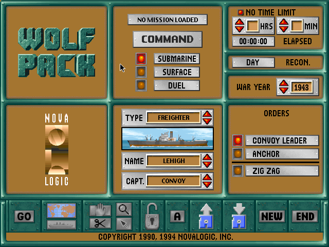 Wolf Pack (Macintosh) screenshot: Construction set menu