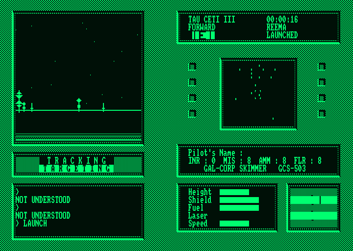 Tau Ceti: The Lost Star Colony (Amstrad PCW) screenshot: Launched