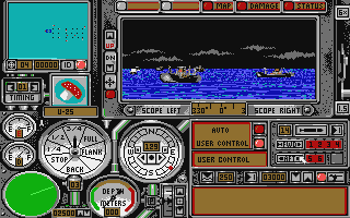 Wolf Pack (Atari ST) screenshot: Convoy at night - several targets