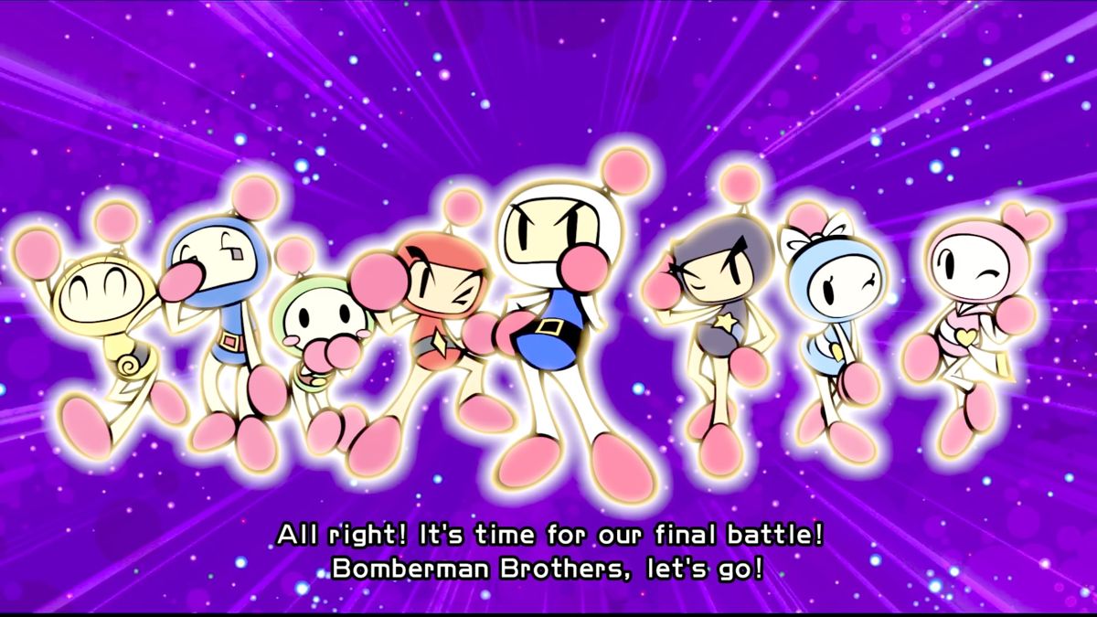 Super Bomberman R (PlayStation 4) screenshot: Bomberman brothers getting ready for the final battle