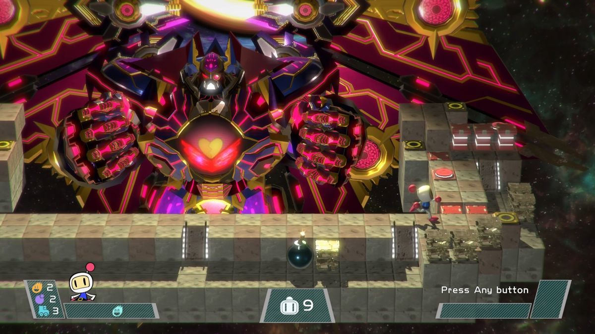 Super Bomberman R (PlayStation 4) screenshot: Buggler boss battle