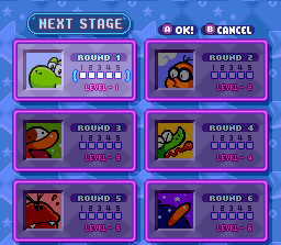 Tetris Attack (SNES) screenshot: Defeat this 6 stages in Stage Clear Mode is simple!