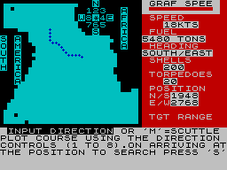 Admiral Graf Spee (ZX Spectrum) screenshot: Course plot