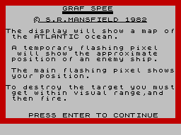 Admiral Graf Spee (ZX Spectrum) screenshot: Instructions