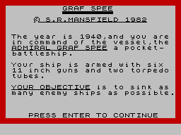 Admiral Graf Spee (ZX Spectrum) screenshot: Title