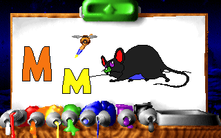 Azbuka-raskraska (DOS) screenshot: Obscure colors for a mouse (in Russian)