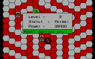 Hexsider (DOS) screenshot: My robot's current status (EGA)