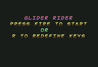 Glider Rider (Commodore 64) screenshot: Key configuration