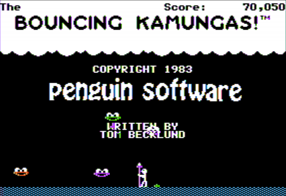 Bouncing Kamungas (Apple II) screenshot: Main Menu