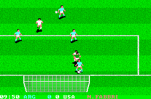 World Class Soccer (DOS) screenshot: ...And soon I'm about to score.