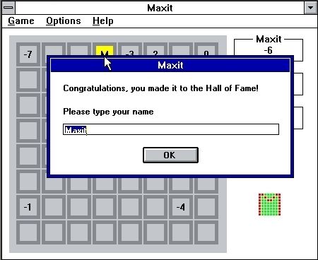 Maxit (Windows 3.x) screenshot: Game Over!