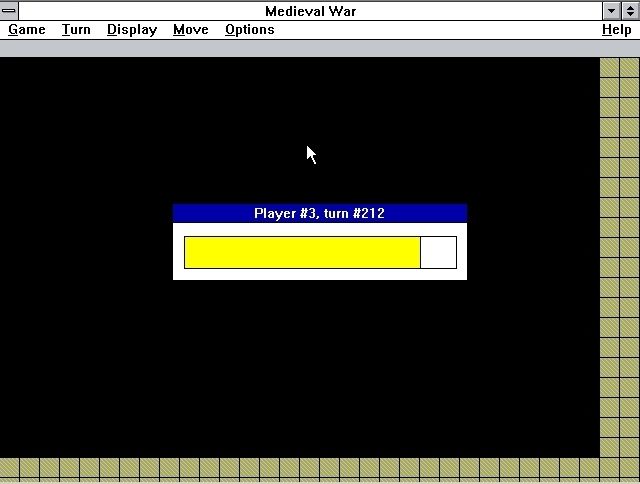 Medieval War (Windows 3.x) screenshot: Do not make the mistake of starting a game with all computer players, it lasts forever and because the world map is not revealed there's nothing to see