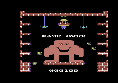 Jet Power Jack (Commodore 64) screenshot: Level 5: The dreaded Yugg monster.