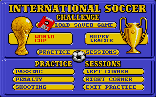 International Soccer Challenge (DOS) screenshot: Main menu (VGA)