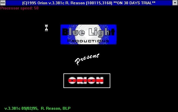 Orion (Windows 3.x) screenshot: The first title screen
