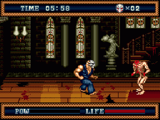 Splatterhouse 3 (Genesis) screenshot: The backdrops have much more detail than the previous game.