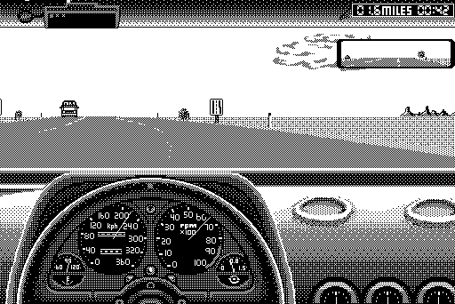 The Duel: Test Drive II (Macintosh) screenshot: 220 kph merge ahead