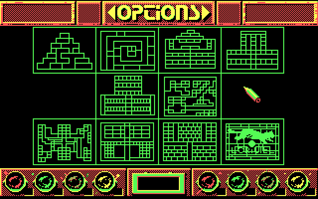 Quadrel (DOS) screenshot: Puzzle selection (CGA)