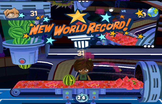 Guinness World Records: The Videogame (Wii) screenshot: Smashing Watermelons with your Head