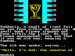 The Quest for the Golden Eggcup (ZX Spectrum) screenshot: The story.