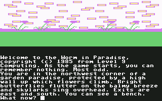 The Worm in Paradise (Commodore 64) screenshot: First screen