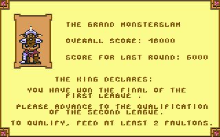 Grand Monster Slam (Commodore 64) screenshot: Won the first league