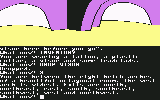 The Worm in Paradise (Commodore 64) screenshot: So many ways to go...