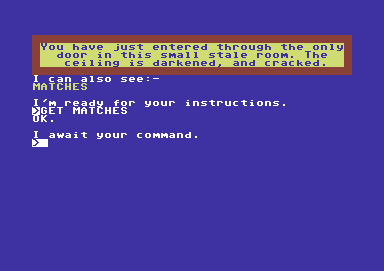 Africa Gardens (Commodore 64) screenshot: Items can be picked up but the game does not show a running inventory of what's being carried, the player must keep a record of this