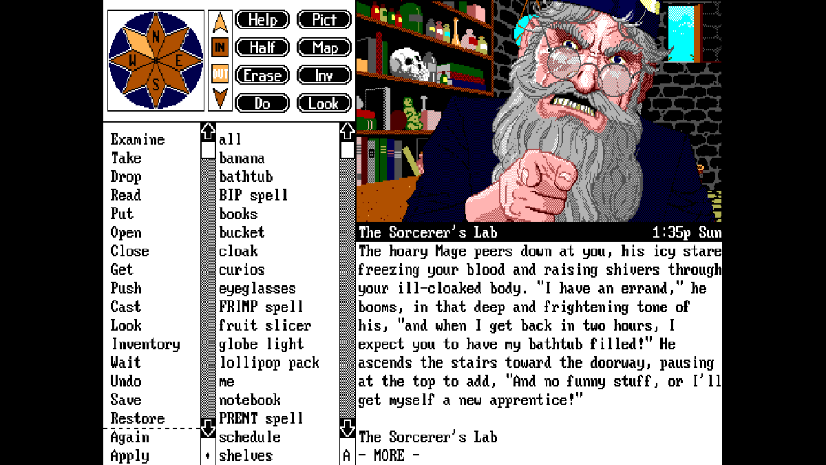 Spellcasting: Party Pak (Windows) screenshot: Spellcasting 201 (GOG version): Even in full screen mode game preserves aspect ratio and 16-color graphics