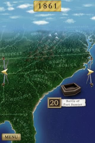 Hidden Mysteries: Civil War - Secrets of the North & South (iPhone) screenshot: Locations Battle map