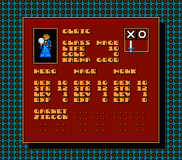 The Black Onyx (NES) screenshot: You can view the enemy's stats