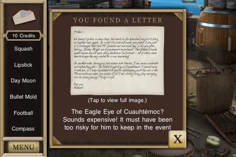 Hidden Mysteries: Civil War - Secrets of the North & South (iPhone) screenshot: Fort Sumter - found letter