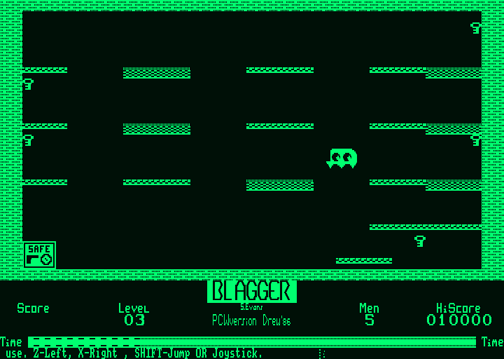 Blagger (Amstrad PCW) screenshot: Demo mode level 3