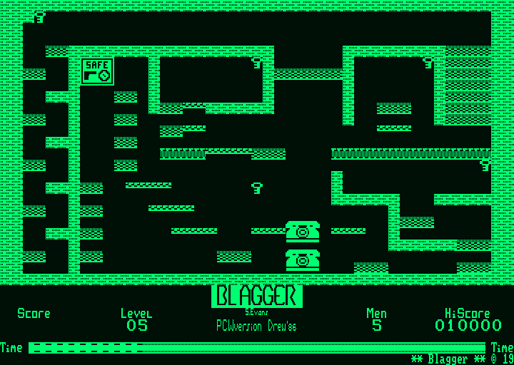 Blagger (Amstrad PCW) screenshot: Demo mode level 5