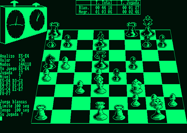 Screenshot of 3D Clock Chess (Amstrad PCW, 1985) MobyGames