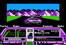 Techno Cop (Apple II) screenshot: Still good for the old 8-bit Apple II, I guess