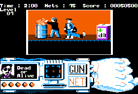 Techno Cop (Apple II) screenshot: The local heating system and some chunky, but acceptable scrolling