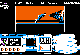 Techno Cop (Apple II) screenshot: FIGHT! I took damage, but I managed to arrest the suspect with my net-gun!