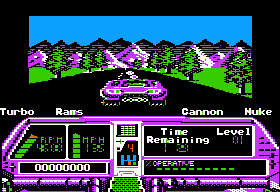 Techno Cop (Apple II) screenshot: I am shooting with my car