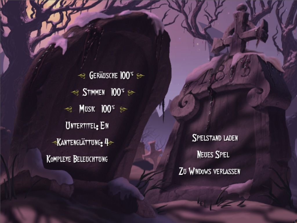 A Vampyre Story (Windows) screenshot: Main menu (in German)