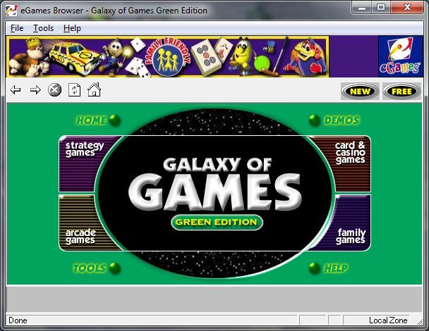 Galaxy of Games: Green Edition (Windows) screenshot: The game runs in a small window.