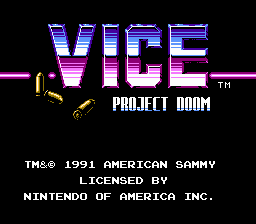 Vice: Project Doom (NES) screenshot: North American Title Screen