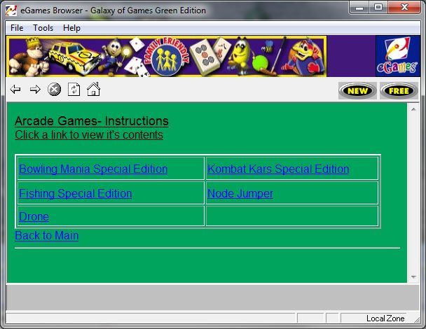 Galaxy of Games: Green Edition (Windows) screenshot: There's a help section for each game category