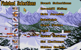 Winter Supersports 92 (Atari ST) screenshot: Disciplines selection