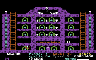 Ultimate Wizard (Commodore 64) screenshot: Each level presents a different layout to figure out